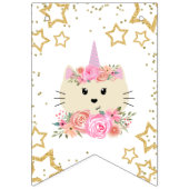 Girly Pink Gold Glitzer Caticorn Einhorn Cat Wimpelkette (Erste Fahne)