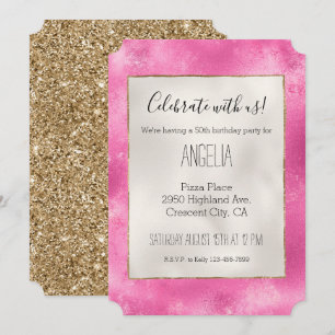 Girly Pink Gold Glitzer Einladung