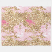 Girly Pink Gold Glitzer Fleecedecke (Vorderseite (Horizontal))