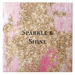 Girly Pink Gold Glitzer Fliese