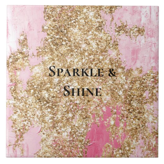 Girly Pink Gold Glitzer Fliese (Vorderseite)
