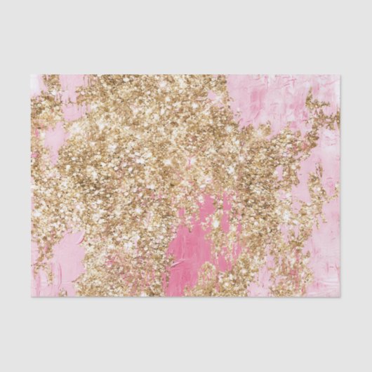Girly Pink Gold Glitzer Geburtstag Seidenpapier (Vorderseite)