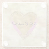 Girly Pink Gold Glitzer Herz Glasuntersetzer (Rückseite)