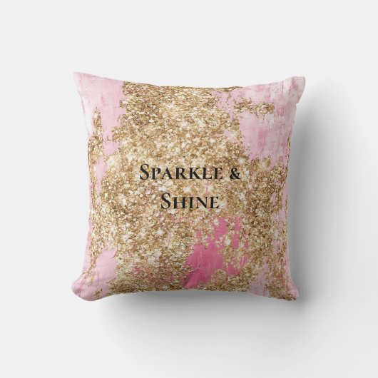 Girly Pink Gold Glitzer Kissen (Vorderseite)