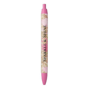 Girly Pink Gold Glitzer Kugelschreiber