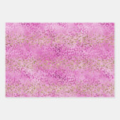 Girly Pink Gold Glitzer Leopard Print Glitz Geschenkpapier Set (Vorderseite)