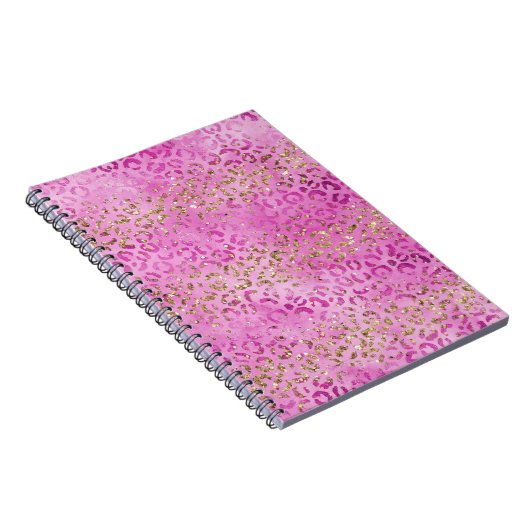 Girly Pink Gold Glitzer Leopard Print Glitz Notizblock (Rechte Seite)