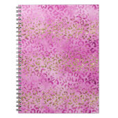 Girly Pink Gold Glitzer Leopard Print Glitz Notizblock (Vorderseite)