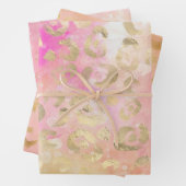 Girly Pink Gold Glitzer Leopard Prints Geschenkpapier Set (Beispiel)