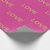 Girly Pink Gold Glitzer Liebe Geschenkpapier (Ecke)