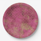 Girly Pink Gold Glitzer Mermaid Glitz Pappteller (Vorderseite)