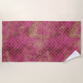 Girly Pink Gold Glitzer Mermaid Glitz Strandtuch (Vorderseite)