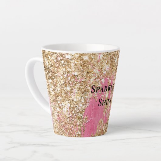 Girly Pink Gold Glitzer Milchtasse (Linke Ecke)