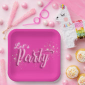 Girly Pink Gold Glitzer Modern Let's Party Pappteller (Party)