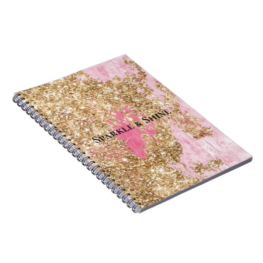 Girly Pink Gold Glitzer Notizblock (Rechte Seite)