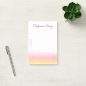 Girly Pink Gold Glitzer Signature Monogram Post-it Klebezettel (Büro)