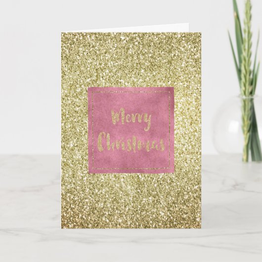Girly Pink Gold Glitzer Sparkle Glitz Weihnachten Karte (Vorderseite)