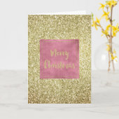 Girly Pink Gold Glitzer Sparkle Glitz Weihnachten Karte (Gelbe Blume)