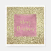 Girly Pink Gold Glitzer Sparkle Glitz Weihnachten Serviette (Vorderseite)