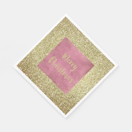 Girly Pink Gold Glitzer Sparkle Glitz Weihnachten Serviette (Ecke)