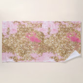Girly Pink Gold Glitzer Strandtuch (Vorderseite)