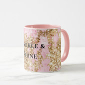 Girly Pink Gold Glitzer Tasse (VorderseiteRechts)