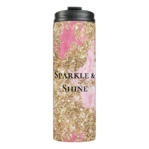 Girly Pink Gold Glitzer Thermosbecher