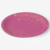 Girly Pink Gold Glitzern Confetti Glitzer Pappteller (Schrägansicht)
