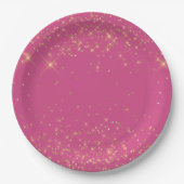 Girly Pink Gold Glitzern Confetti Glitzer Pappteller (Vorderseite)