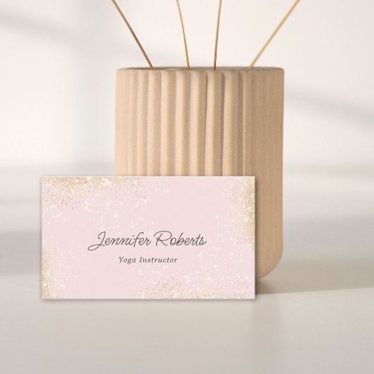 Girly Pink Gold Minimalistisch Yoga Instructor Ele Visitenkarte