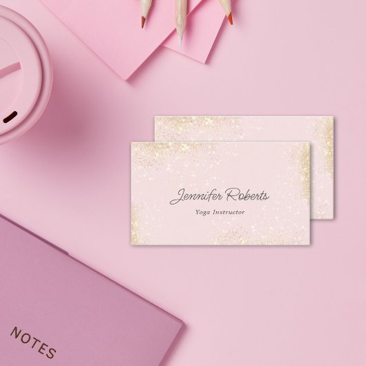 Girly Pink Gold Minimalistisch Yoga Instructor Ele Visitenkarte