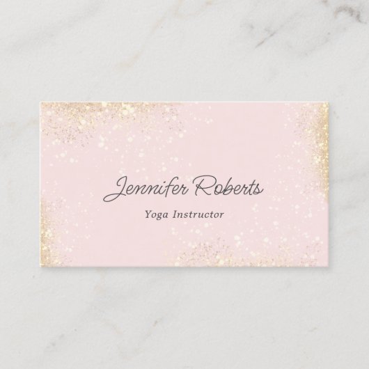 Girly Pink Gold Minimalistisch Yoga Instructor Ele Visitenkarte (Vorderseite)
