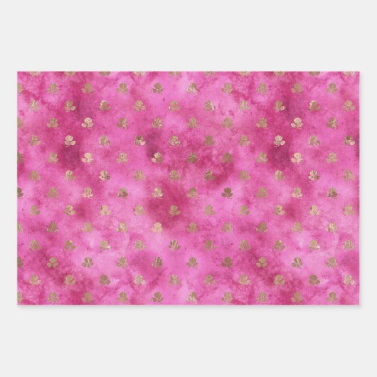 Girly Pink Gold Rose Geschenkpapier Set (Vorderseite)