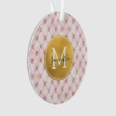 Girly Pink Gold Watercolor Confetti Monogram Ornament (Vorderseite)