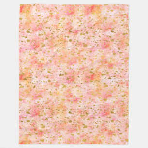 Girly Pink Gold Watercolor Confetti Spritzer Fleecedecke