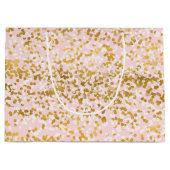 Girly Pink Gold White Confetti Große Geschenktüte (Vorderseite)