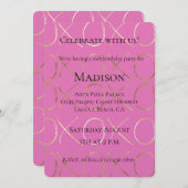 Girly Pink Gold XOXO Einladung (Vorne/Hinten)