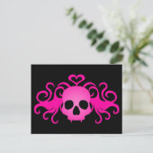Girly pink goth zähe Vampir-Schädel auf schwarz Postkarte (Stehend Vorderseite)