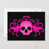 Girly pink goth zähe Vampir-Schädel auf schwarz Postkarte (Vorne/Hinten)