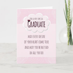 Girly Pink Grad Graduation Congratulations Karte