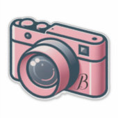 Girly Pink & Gray Camera Fotografie Personalisiert Aufkleber (Vorderseite)