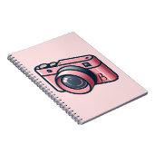 Girly Pink & Gray Camera Fotografie Personalisiert Notizblock (Rechte Seite)