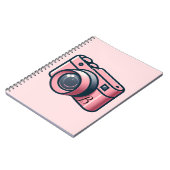 Girly Pink & Gray Camera Fotografie Personalisiert Notizblock (Linke Seite)