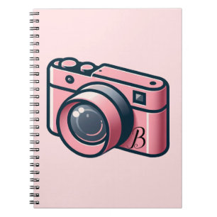 Girly Pink & Gray Camera Fotografie Personalisiert Notizblock