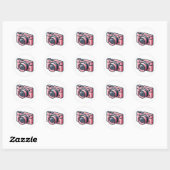 Girly Pink & Gray Camera Fotografie Personalisiert Runder Aufkleber (Blatt)