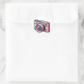Girly Pink & Gray Camera Fotografie Personalisiert Runder Aufkleber (Tasche)