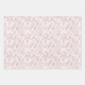 Girly Pink Gray Floral Pastel Geschenkpapier Set (Vorderseite 2)