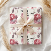 Girly Pink Gray Floral Pastel Geschenkpapier Set