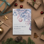 Girly Pink & Grey Winter Foliage Weihnachtsgebäck  Einladung<br><div class="desc">Laden Sie Freunde, Verwandte oder Kollegen ein, um die Saison mit dieser schicken, geistlichen Party Einladung zu feiern. Design zeigt Ihre Veranstaltungsdetails in Serifenschrift, mit Aquarellwald, Beeren, Pinecones und Baubles. Passen Sie diese elegante Einladung mit Ihrer Veranstaltung an, die sich perfekt für Weihnachtsfeiern, Weihnachtsfeiern, Firmenveranstaltungen, Cocktail-Partys und vieles mehr eignet....</div>