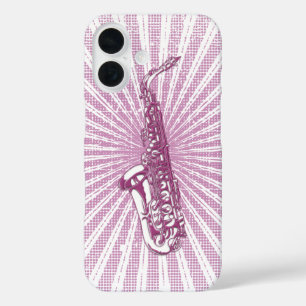 Girly Pink Grunge Saxophon iPhone 16 Hülle